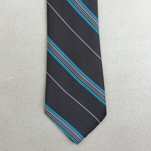 Vintage Diagonal Striped Tie 1960s Necktie Made in USA Gray/Pink/Blue